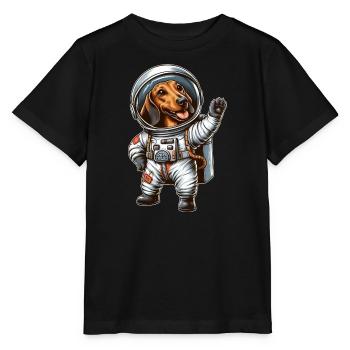 Dachshund Astronaut Space Science Fiction - Stanley/Stella MINI CREATOR Kids’ T-Shirt - black - Front - Mikhail (115cm)