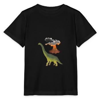 Dino and Volcano - Stanley/Stella MINI CREATOR Kids’ T-Shirt - black - Front - Mikhail (115cm)