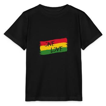 Reggae Jamaïque One Love Reggaeton Rasta drapeau - T-shirt bio MINI CREATOR Stanley/Stella Enfant - noir - Devant - Mikhail (115cm)