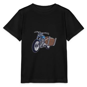Motorrad mit Surfbrett - Stanley/Stella Kinder T-Shirt MINI CREATOR  - Schwarz - Vorne - Mikhail (115cm)
