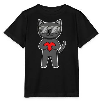Chat Bombay avec lunettes de soleil et cœur - T-shirt bio MINI CREATOR Stanley/Stella Enfant - noir - Devant - Mikhail (115cm)