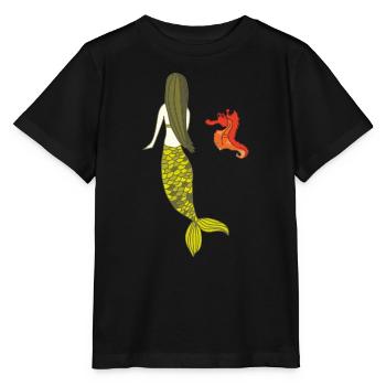 meerjungfrau date mit seepferdchen - Stanley/Stella Kinder T-Shirt MINI CREATOR  - Schwarz - Vorne - Mikhail (115cm)