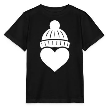 Heart Winter Beanie Love - Stanley/Stella MINI CREATOR Kids’ T-Shirt - black - Front - Mikhail (115cm)