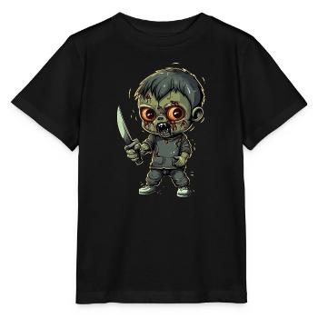 Zombie Halloween Monster Horror Knife - Stanley/Stella MINI CREATOR Kids’ T-Shirt - black - Front - Mikhail (115cm)