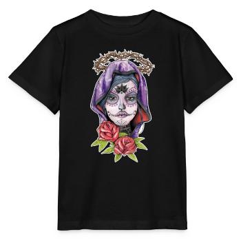 Catrina - jour des morts mexique - halloween - T-shirt bio MINI CREATOR Stanley/Stella Enfant - noir - Devant - Mikhail (115cm)