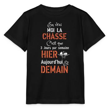 En vrai, moi la chasse - T-shirt bio MINI CREATOR Stanley/Stella Enfant - noir - Devant - Mikhail (115cm)
