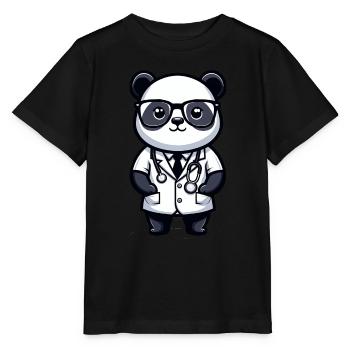Cute Panda Doctor - Stanley/Stella MINI CREATOR Kids’ T-Shirt - black - Front - Mikhail (115cm)