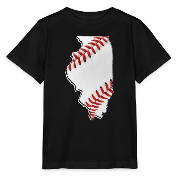 Illinois (États-Unis) | Vrai baseball | Carte - T-shirt bio MINI CREATOR Stanley/Stella Enfant - noir - Devant - Mikhail (115cm)