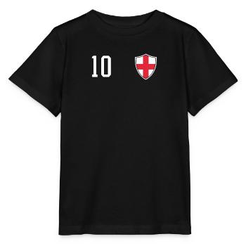 England 10 Fußball Sport Mannschaft Ball Geschenk - Stanley/Stella Kinder T-Shirt MINI CREATOR  - Schwarz - Vorne - Mikhail (115cm)