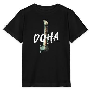 "Illustration détail Stade Sheikh Khalifa, Doha - T-shirt bio MINI CREATOR Stanley/Stella Enfant - noir - Devant - Mikhail (115cm)