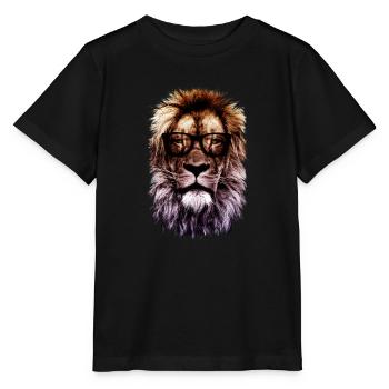 Lion de hipster - T-shirt bio MINI CREATOR Stanley/Stella Enfant - noir - Devant - Mikhail (115cm)