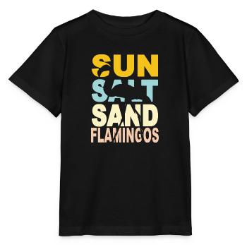 SUN SALT SAND Flamingos - Stanley/Stella Kinder T-Shirt MINI CREATOR  - Schwarz - Vorne - Mikhail (115cm)
