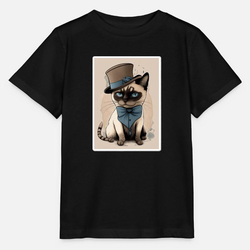 Chat avec chapeau - T-shirt bio MINI CREATOR Stanley/Stella Enfant - noir