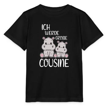 Soon Cousin Baby Hippopotamus I'm Going To Big Cousin - Stanley/Stella MINI CREATOR Kids’ T-Shirt - black - Front - Mikhail (115cm)