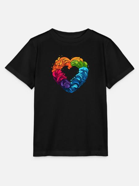 LGBTQIA+ Regenbogenherz - Stanley/Stella Kinder T-Shirt MINI CREATOR - Schwarz