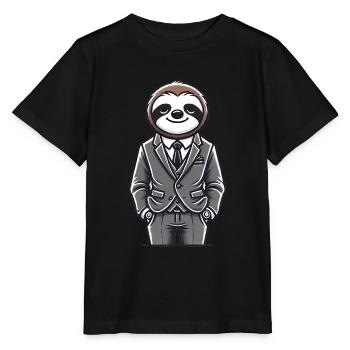 Chill Faultier im Anzug Illustration - Stanley/Stella Kinder T-Shirt MINI CREATOR  - Schwarz - Vorne - Mikhail (115cm)