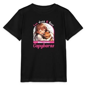 Just A Girl Who Loves Capybaras - Cabybara Love - Stanley/Stella Kinder T-Shirt MINI CREATOR  - Schwarz - Vorne - Mikhail (115cm)