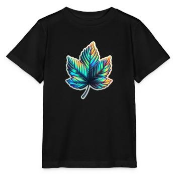 Ahorn Blatt holografisch - Stanley/Stella Kinder T-Shirt MINI CREATOR  - Schwarz - Vorne - Mikhail (115cm)