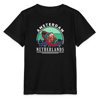 Holländische Niederlande Klompe Holzschuhe - Stanley/Stella Kinder T-Shirt MINI CREATOR  - Schwarz - Vorne - Mikhail (115cm)
