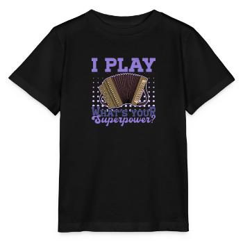Musiker Musik Akkordeon Volksmusik Akkordeon - Stanley/Stella Kinder T-Shirt MINI CREATOR  - Schwarz - Vorne - Mikhail (115cm)