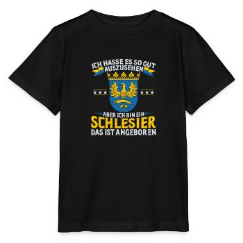 Schlesien Flagge Provinz Breslau Region Heimat - Stanley/Stella Kinder T-Shirt MINI CREATOR  - Schwarz - Vorne - Mikhail (115cm)