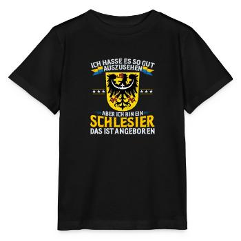 Schlesien Flagge Provinz Breslau Region Heimat - Stanley/Stella Kinder T-Shirt MINI CREATOR  - Schwarz - Vorne - Mikhail (115cm)