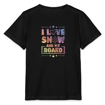 I love Snowboarding - Stanley/Stella Kinder T-Shirt MINI CREATOR  - Schwarz - Vorne - Mikhail (115cm)