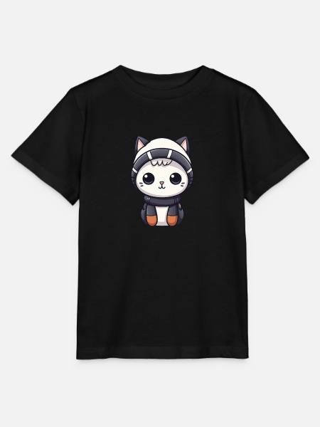 Katze Winter Comic - Stanley/Stella Kinder T-Shirt MINI CREATOR  - Schwarz