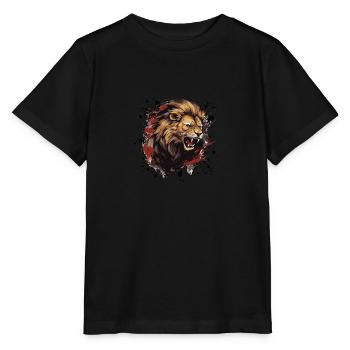 Symbole de la tête de lion Animal Tête de lion - T-shirt bio MINI CREATOR Stanley/Stella Enfant - noir - Devant - Mikhail (115cm)