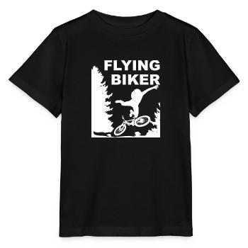 Abfliegender Biker MTB Fahrrad Wald Abflug Sturz - Stanley/Stella Kinder T-Shirt MINI CREATOR  - Schwarz - Vorne - Mikhail (115cm)
