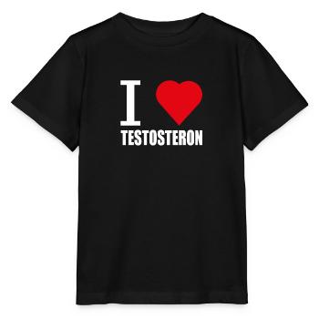 I LOVE TESTOSTERON WEISS - Stanley/Stella Kinder T-Shirt MINI CREATOR  - Schwarz - Vorne - Mikhail (115cm)
