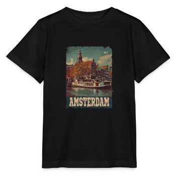 Vintage Amsterdam Kanal Niederlande Holland - Stanley/Stella Kinder T-Shirt MINI CREATOR  - Schwarz - Vorne - Mikhail (115cm)