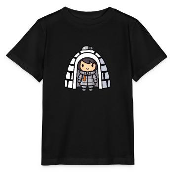 Bande dessinée d’hiver Eskimo Igloo - T-shirt bio MINI CREATOR Stanley/Stella Enfant - noir - Devant - Mikhail (115cm)
