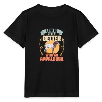 Life Is Better With Funny Appaloosa Horses - Stanley/Stella MINI CREATOR Kids’ T-Shirt - black - Front - Mikhail (115cm)