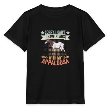 Désolé je ne peux pas j’ai des projets avec mon appaloosa rétro - T-shirt bio MINI CREATOR Stanley/Stella Enfant - noir - Devant - Mikhail (115cm)