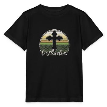 Orthodox Kreuz Christentum Balkan Herkunft - Stanley/Stella Kinder T-Shirt MINI CREATOR  - Schwarz - Vorne - Mikhail (115cm)