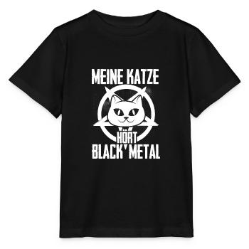 Katzen Shirts-Black Metal - Stanley/Stella Kinder T-Shirt MINI CREATOR  - Schwarz - Vorne - Mikhail (115cm)