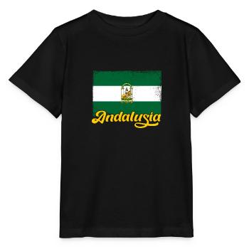 Spanien Andalusien Iberische Halbinsel Flagge - Stanley/Stella Kinder T-Shirt MINI CREATOR  - Schwarz - Vorne - Mikhail (115cm)
