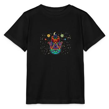 Talisman Hamsa Eye Fluchschutz Yoga Hindu - Stanley/Stella Kinder T-Shirt MINI CREATOR  - Schwarz - Vorne - Mikhail (115cm)