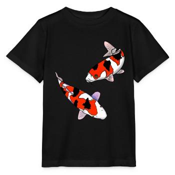 Koi carps - Stanley/Stella MINI CREATOR Kids’ T-Shirt - black - Front - Mikhail (115cm)