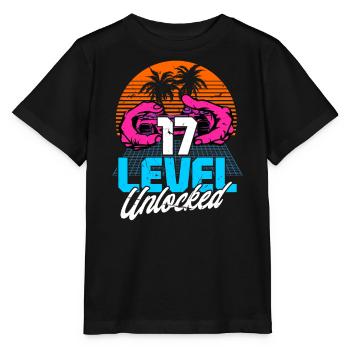 Level 17 Unlocked 17. Geburtstag Gamer 80er retro - Stanley/Stella Kinder T-Shirt MINI CREATOR  - Schwarz - Vorne - Mikhail (115cm)