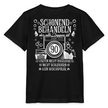 Schonend Behandeln neunzig Geschenk 90 Geburtstag - Stanley/Stella Kinder T-Shirt MINI CREATOR  - Schwarz - Vorne - Mikhail (115cm)