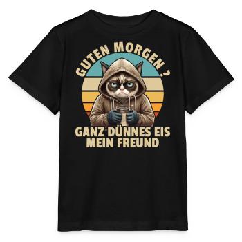 Bonjour Glace très mince - chat - T-shirt bio MINI CREATOR Stanley/Stella Enfant - noir - Devant - Mikhail (115cm)