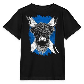 Scottish Highlands Highland Cattle Highland Cow - Stanley/Stella MINI CREATOR Kids’ T-Shirt - black - Front - Mikhail (115cm)