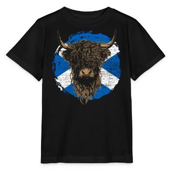 Scottish Highlands Highland Cattle Highland Cow - Stanley/Stella MINI CREATOR Kids’ T-Shirt - black - Front - Mikhail (115cm)