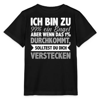 Ich Bin Fast Ein Engel verstecken lustig Spruch - Stanley/Stella Kinder T-Shirt MINI CREATOR  - Schwarz - Vorne - Mikhail (115cm)