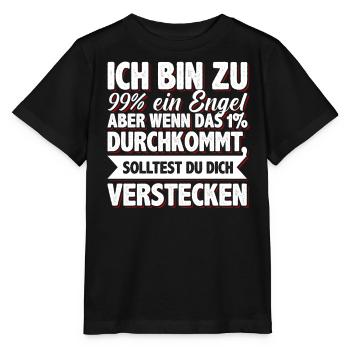 Ich Bin Fast Ein Engel verstecken lustig Spruch - Stanley/Stella Kinder T-Shirt MINI CREATOR  - Schwarz - Vorne - Mikhail (115cm)