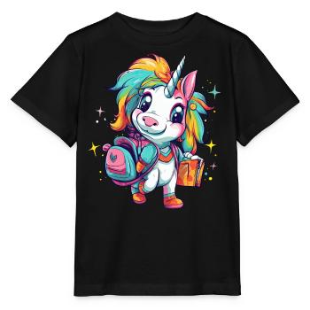 Unicorn Schoolchild School Enrollment Girl Gift - Stanley/Stella MINI CREATOR Kids’ T-Shirt - black - Front - Mikhail (115cm)
