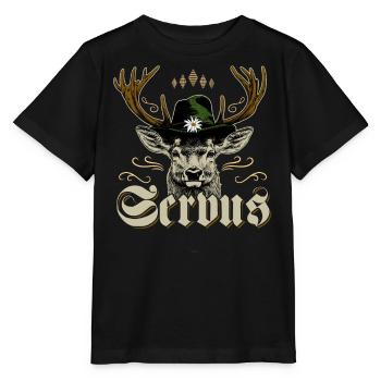Servus Bayern Shirt Tracht Trachtenshirt Herren - Stanley/Stella MINI CREATOR Kids’ T-Shirt - black - Front - Mikhail (115cm)
