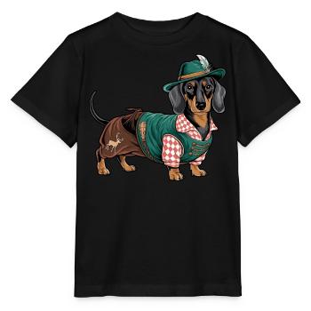 Teckel bavarois Chemise rouge blanche Costume traditionnel Bavière - T-shirt bio MINI CREATOR Stanley/Stella Enfant - noir - Devant - Mikhail (115cm)